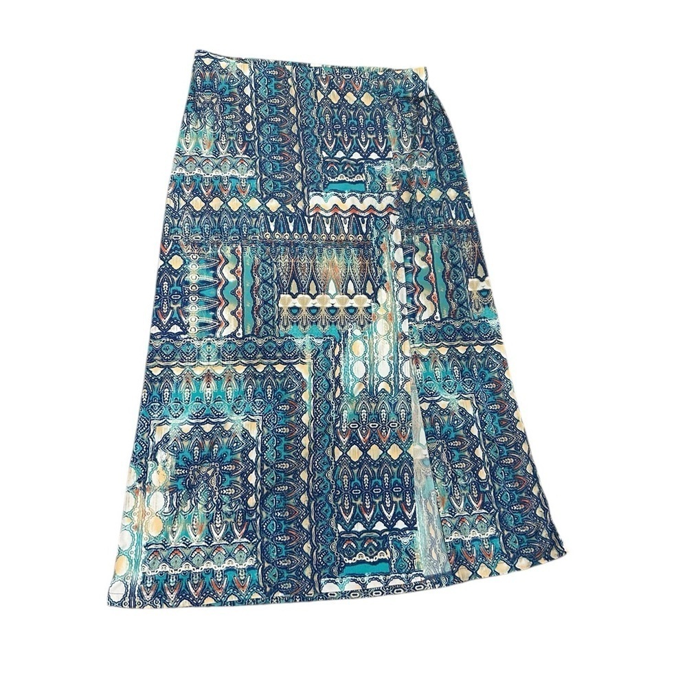 Chicos Skirt Womens Large Size 2 Side Slit Midi Resort Travel Vacation Modest